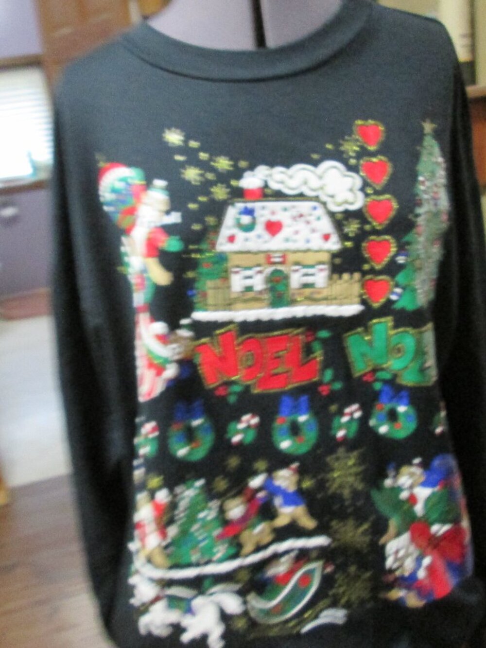 Tee Dee xl graphic all over christmas sweatshirt black 80s uSA